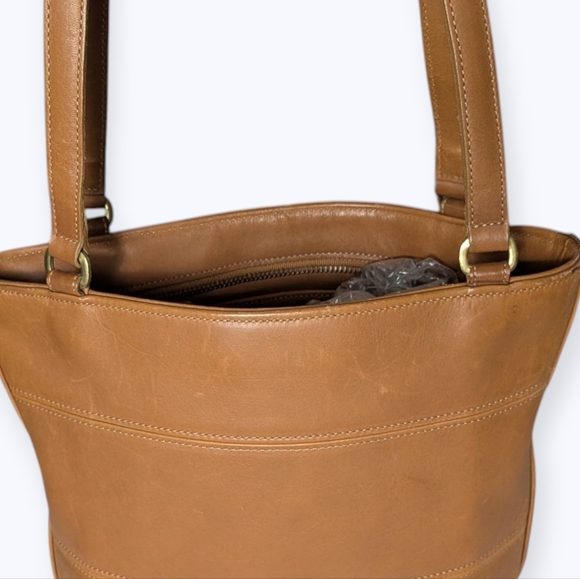 Vintage Coach Tribeca Shopper Tote Bag Tan Glove-Tanned Leather Authentic 9098 - Picture 10 of 16